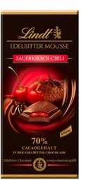 Lindt Creation - Tableta de chocolate negro 70% cacao con relleno de mousse y coulis de cereza con un toque de chili, 150 g