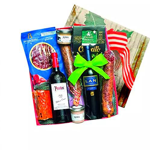 Lote de Navidad con Vino, Embutidos y Conservas Gourmet | Regalo Ideal para Ocasiones Especiales