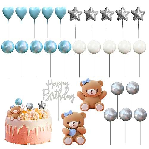 FENYW 28 Piezas Decoración para Tarta, Toppers Pastel Bolas